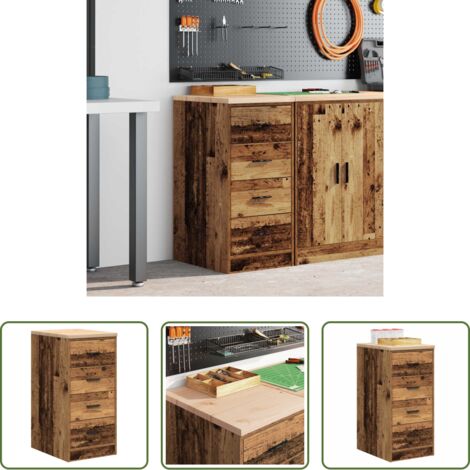 Almacenamiento de herramientas -  Armario garaje madera vieja 40x51x85 cm Madera maciza de pino