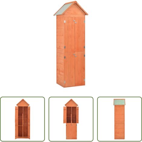 Almacenamiento de herramientas -  Caseta de almacenamiento de jardín de madera 71x60x213 cm