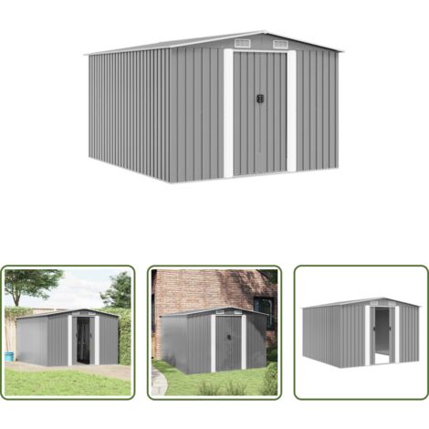 Almacenamiento de herramientas -  Caseta de jardín metal gris 257x298x178 cm
