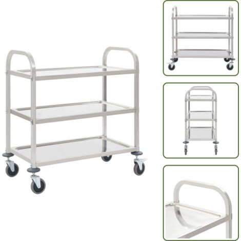 Almacenamiento de herramientas - vidaXL Carrito de cocina de 3 alturas 95x45x83,5 cm acero inoxidable - Carrito de cocina con ruedas