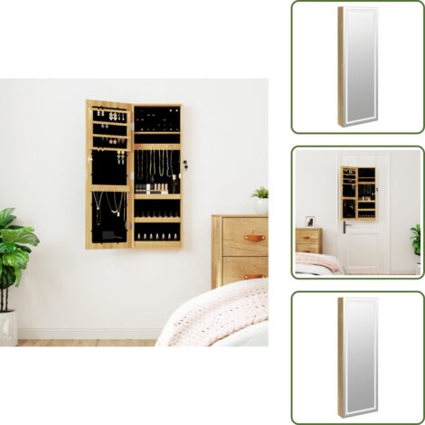 Almacenamiento de joyas - vidaXL Espejo con joyero y luces LED para pared - Espejo para pared