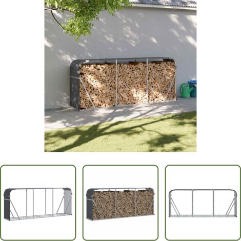 Almacenamiento de leña -  Leñero antracita 234x45x100 cm acero galvanizado