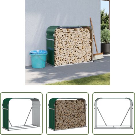Almacenamiento de leña -  Leñero de acero galvanizado verde 120x45x100 cm