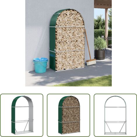 Almacenamiento de leña -  Leñero de acero galvanizado verde 120x45x210 cm