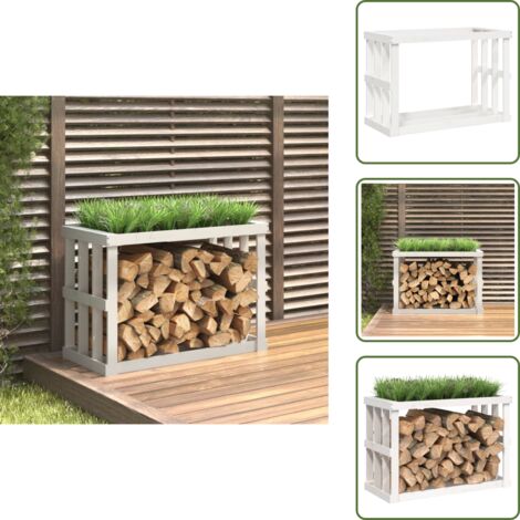 Almacenamiento de leña - vidaXL Soporte para leña de exterior madera pino blanco 108x52x74 cm - Leñero decorativo