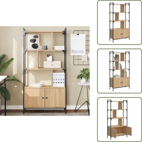 Almacenamiento de libros - vidaXL Librería con puertas roble Sonoma 76,5x30x154,5 cm madera de ingeniería - Diseño en zigzag