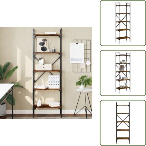 Almacenamiento de libros - vidaXL Librería de 5 estantes madera roble ahumado 56x31,5x174 cm - Muebles decorativos