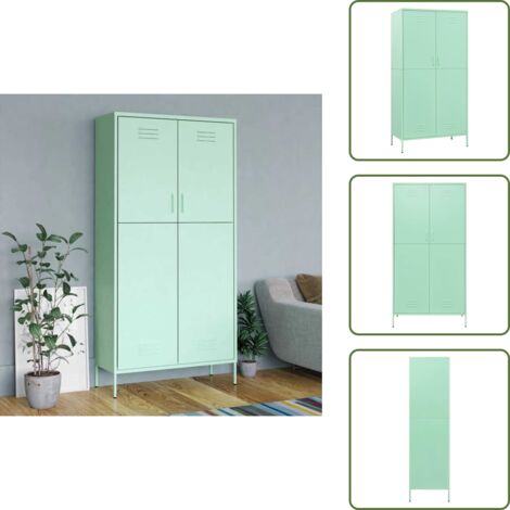 Almacenamiento de ropa - vidaXL Armario de acero verde menta 90x50x180 cm - Estantes ajustables