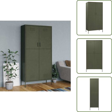 Almacenamiento de ropa - vidaXL Armario de acero verde oliva 90x50x180 cm - Estantes ajustables