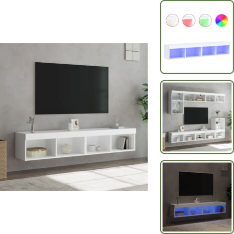 Almacenamiento de TV - vidaXL Muebles de TV con luces LED 2 uds blanco 80x30x30 cm - Luces LED RGB
