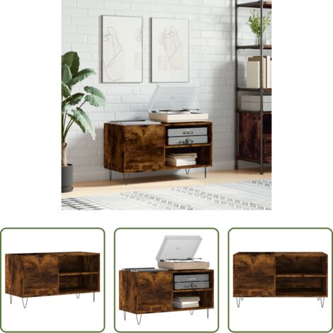 Almacenamiento de vinilos -  Mueble de discos madera de ingeniería roble ahumado 85x38x48 cm