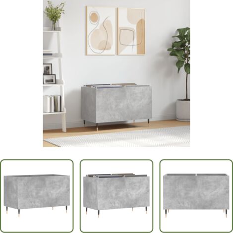 Almacenamiento de vinilos -  Mueble discos madera contrachapada gris hormigón 74,5x38x48 cm