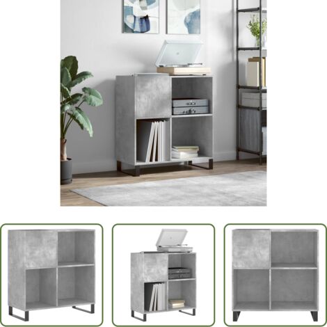 Almacenamiento de vinilos -  Mueble discos madera contrachapada gris hormigón 84,5x38x89 cm