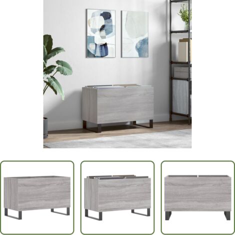 Almacenamiento de vinilos -  Mueble discos madera contrachapada gris sonoma 74,5x38x48 cm