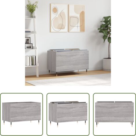 Almacenamiento de vinilos -  Mueble discos madera contrachapada gris sonoma 74,5x38x48 cm