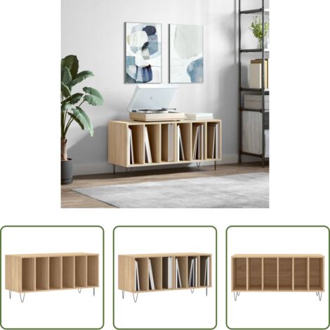 Almacenamiento de vinilos -  Mueble discos madera contrachapada roble Sonoma 100x38x48 cm