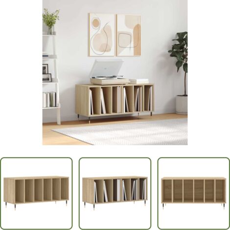 Almacenamiento de vinilos -  Mueble discos madera contrachapada roble Sonoma 100x38x48 cm