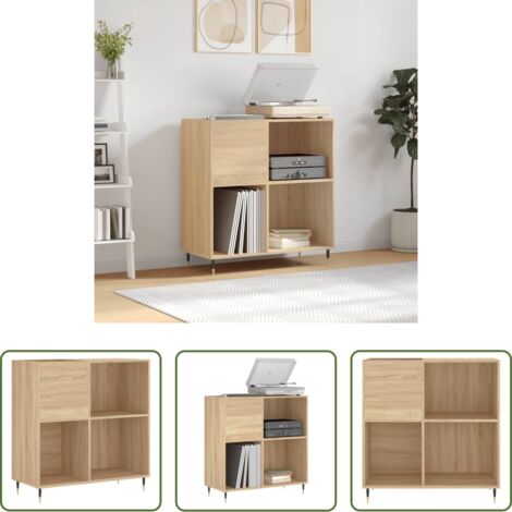 Almacenamiento de vinilos -  Mueble discos madera contrachapada roble Sonoma 84,5x38x89 cm