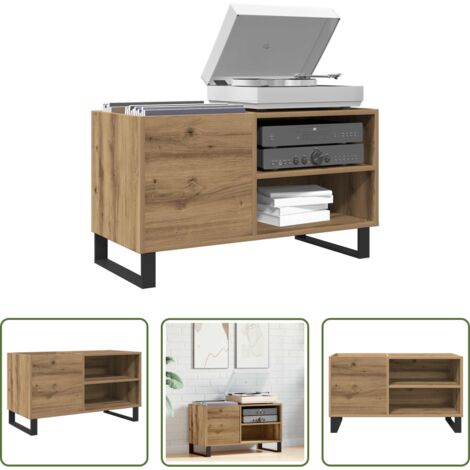 Almacenamiento de vinilos -  Mueble discos madera de ingeniería roble artisan 84,5x38x48 cm