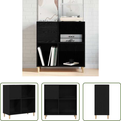 Almacenamiento de vinilos -  Mueble para discos de vinilo Roble Negro 84,5 x 38 x 89 cm