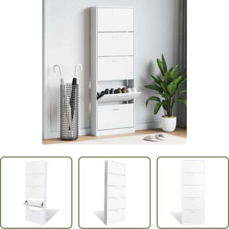 Almacenamiento de zapatos -  Mueble zapatero blanco con 5 compartimentos