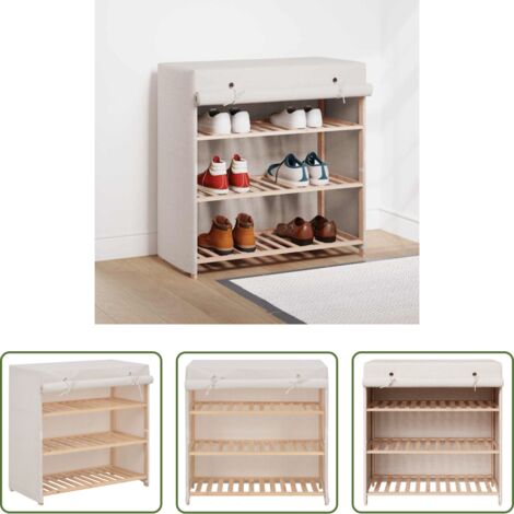 Almacenamiento de zapatos -  Mueble zapatero con funda de tela blanco 79x40x80 cm