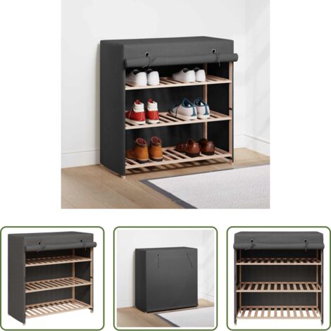 Almacenamiento de zapatos -  Mueble zapatero con funda de tela gris 79x40x80 cm