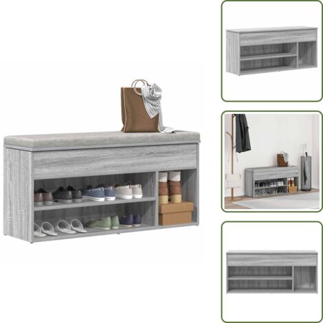 Almacenamiento de zapatos - vidaXL Banco zapatero madera de ingeniería gris sonoma 102x30,5x45 cm - Banco de zapatos