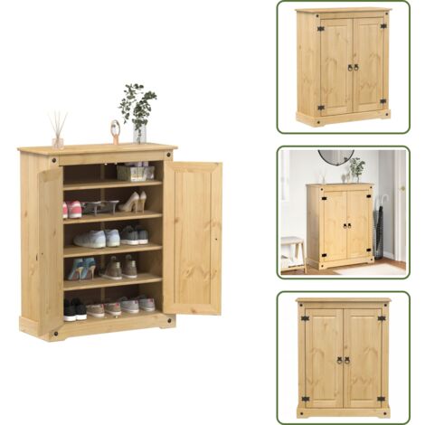 Almacenamiento de zapatos - vidaXL Mueble zapatero Corona madera maciza de pino 86x38,5x108 cm - Mueble decorativo