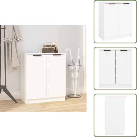 Almacenamiento de zapatos - vidaXL Mueble zapatero de madera contrachapada blanco 59x35x70 cm - Muebles de madera
