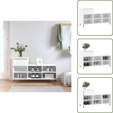 Almacenamiento de zapatos - vidaXL Mueble zapatero madera contrachapada blanco 102x36x60 cm - Mueble blanco