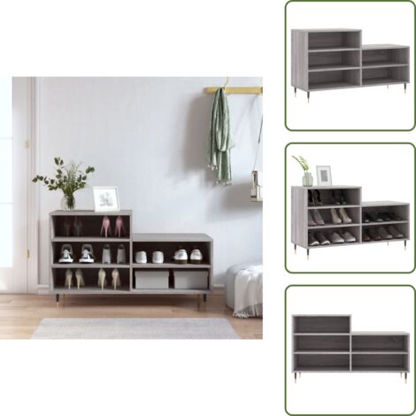 Almacenamiento de zapatos - vidaXL Mueble zapatero madera contrachapada gris Sonoma 102x36x60 cm - Muebles modernos