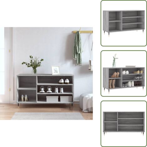 Almacenamiento de zapatos - vidaXL Mueble zapatero madera contrachapada gris Sonoma 102x36x60 cm - Muebles modernos