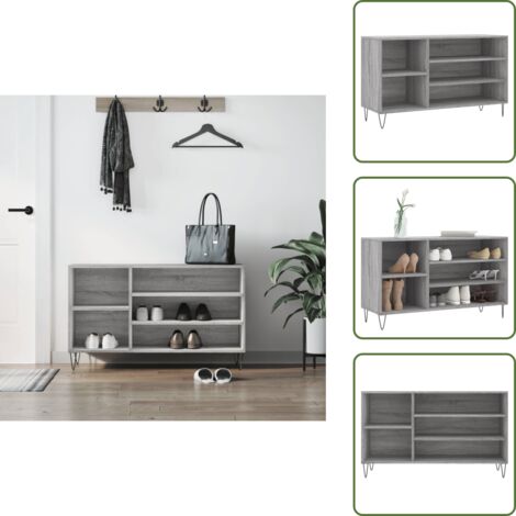 Almacenamiento de zapatos - vidaXL Mueble zapatero madera contrachapada gris Sonoma 102x36x60 cm - Muebles modernos