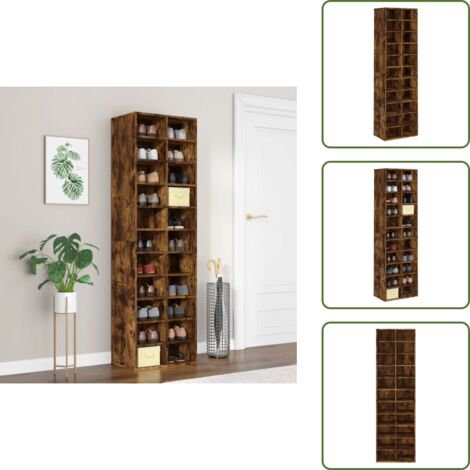 Almacenamiento de zapatos - vidaXL Mueble zapatero madera contrachapada roble ahumado 54x34x183cm - Estantería de madera