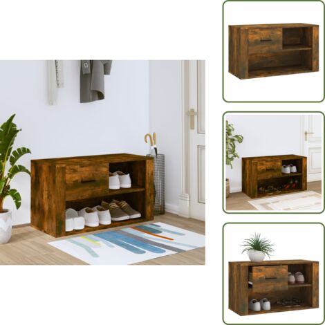 Almacenamiento de zapatos - vidaXL Mueble zapatero madera contrachapada roble ahumado 80x35x45 cm - Mueble de madera contrachapada