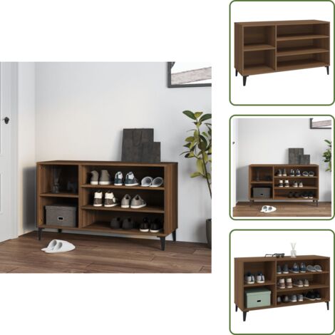 Almacenamiento de zapatos - vidaXL Mueble zapatero madera contrachapada roble marrón 102x36x60 cm - Mueble para recibidor