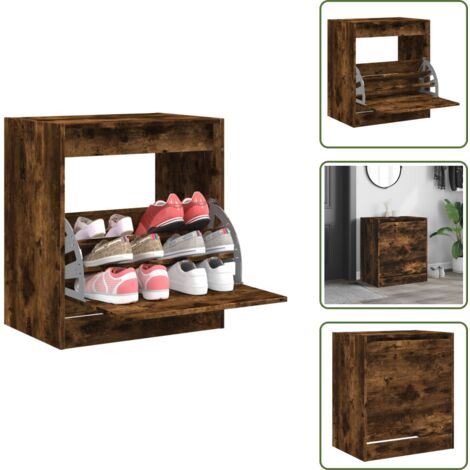Almacenamiento de zapatos - vidaXL Zapatero de madera de ingeniería roble ahumado 60x42x69 cm - Estantería para zapatos