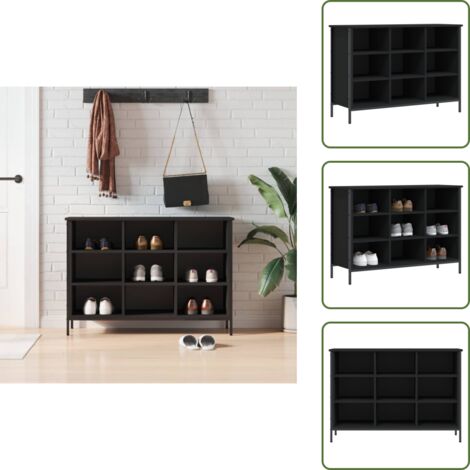 Almacenamiento de zapatos - vidaXL Zapatero madera de ingeniería negro 100x35x70 cm - Muebles de madera