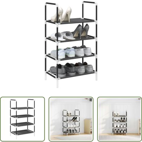 Almacenamiento de zapatos - Zapatero 4 niveles negro 44x28x77 cm tejido no tejido