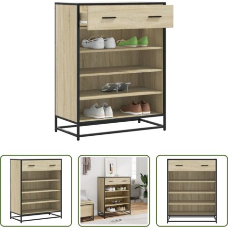 Almacenamiento de zapatos -  Zapatero de madera y metal roble Sonoma 75x38x97,5 cm