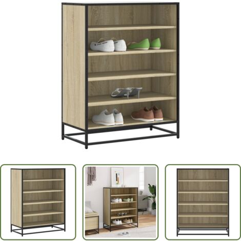 Almacenamiento de zapatos -  Zapatero de madera y metal roble Sonoma 75x38x97,5 cm