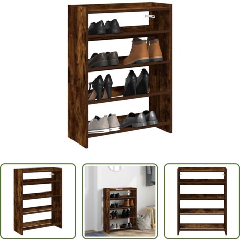 Almacenamiento de zapatos -  Zapatero madera contrachapada roble ahumado 60x25x81 cm