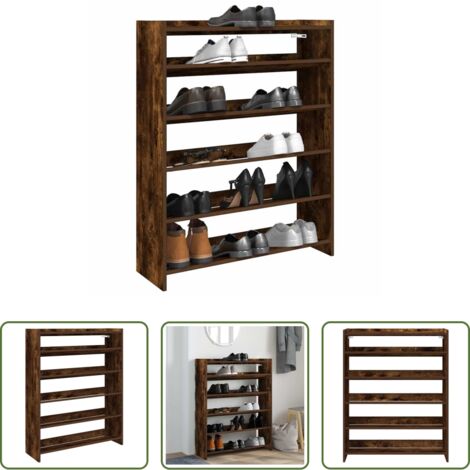 Almacenamiento de zapatos -  Zapatero madera contrachapada roble ahumado 80x25x100 cm