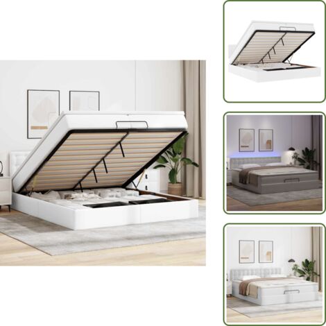 Almacenamiento debajo de la cama - vidaXL Estructura cama otomana colchón blanco puro 200x200cm - Estructura de cama