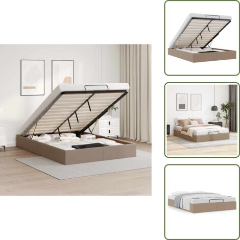 Almacenamiento debajo de la cama - vidaXL Estructura cama otomana sin colchón cappucino 140x200 cm - Mecanismo de elevación