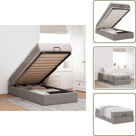 Almacenamiento debajo de la cama - vidaXL Estructura de cama otomana colchón tela gris pardo 80x200cm - Cama con mecanismo hidráulico