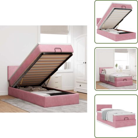 Almacenamiento debajo de la cama - vidaXL Estructura de cama otomana colchón terciopelo rosa 90x200cm - Colchón de muelles ensacados