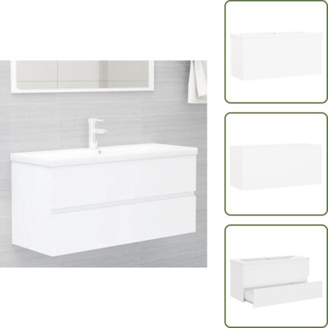 Almacenamiento en baño - vidaXL Mueble con lavabo madera de ingeniería blanco - Lavabo de cerámica