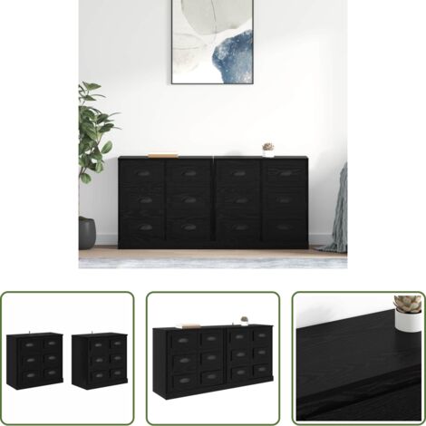 Almacenamiento en casa -  Tableros Lateral 2 pcs Roble Negro 70 x 35,5 x 67,5 cm